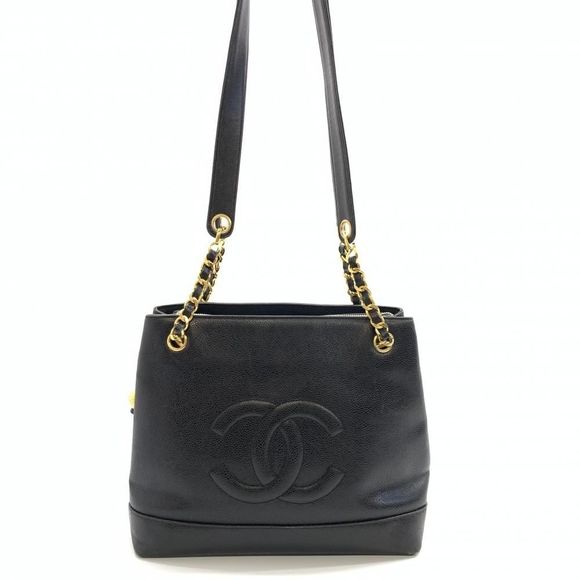 Chanel Caviar Skin Chain Tote Shoulder Bag Shawl Black - Picture 1 of 9